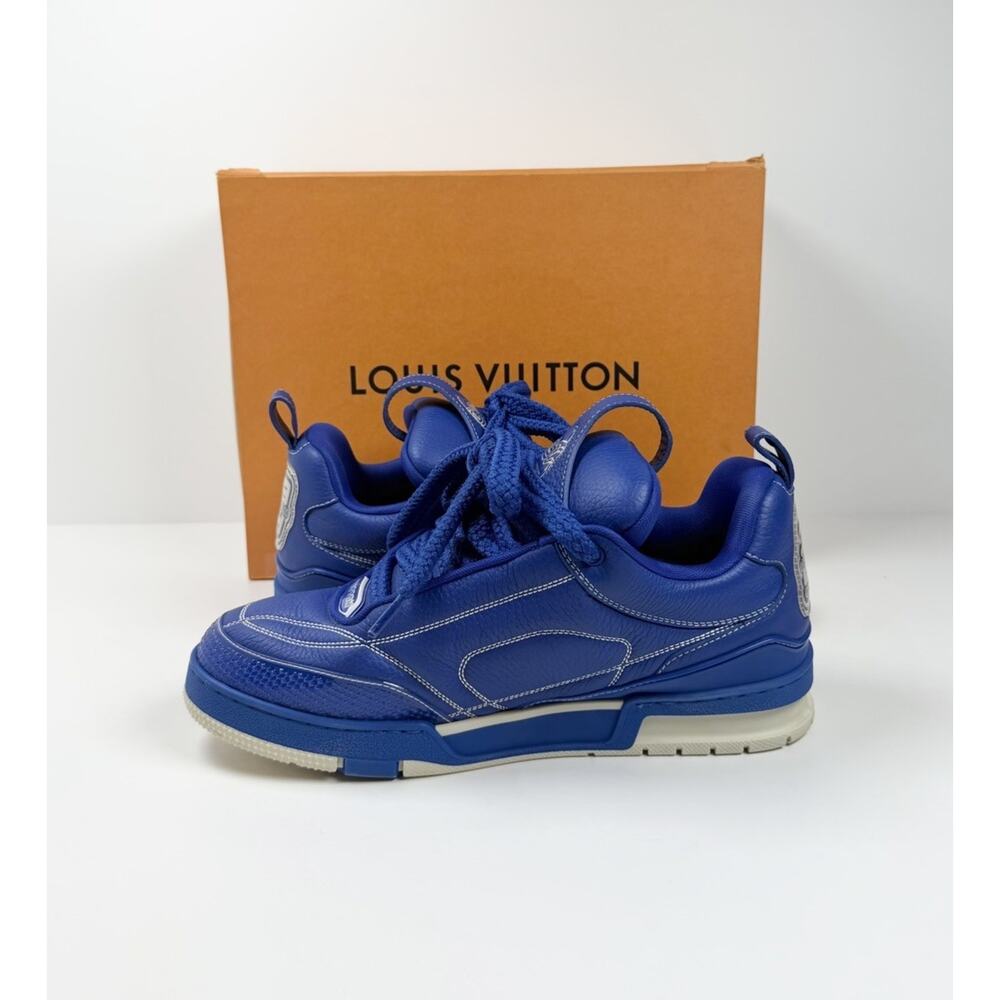 Size 9.5LV/10.5US - Louis Vuitton Skate Leather Blue Sneakers - Picture 6 of 9